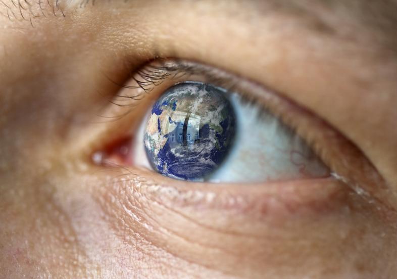 Image of person's eye that resembles earth